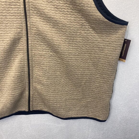 NWT Johnston & Murphy Reversible Quilted Zip Up Knit Vest Mens 3XL Navy Blue Tan - Picture 15 of 16